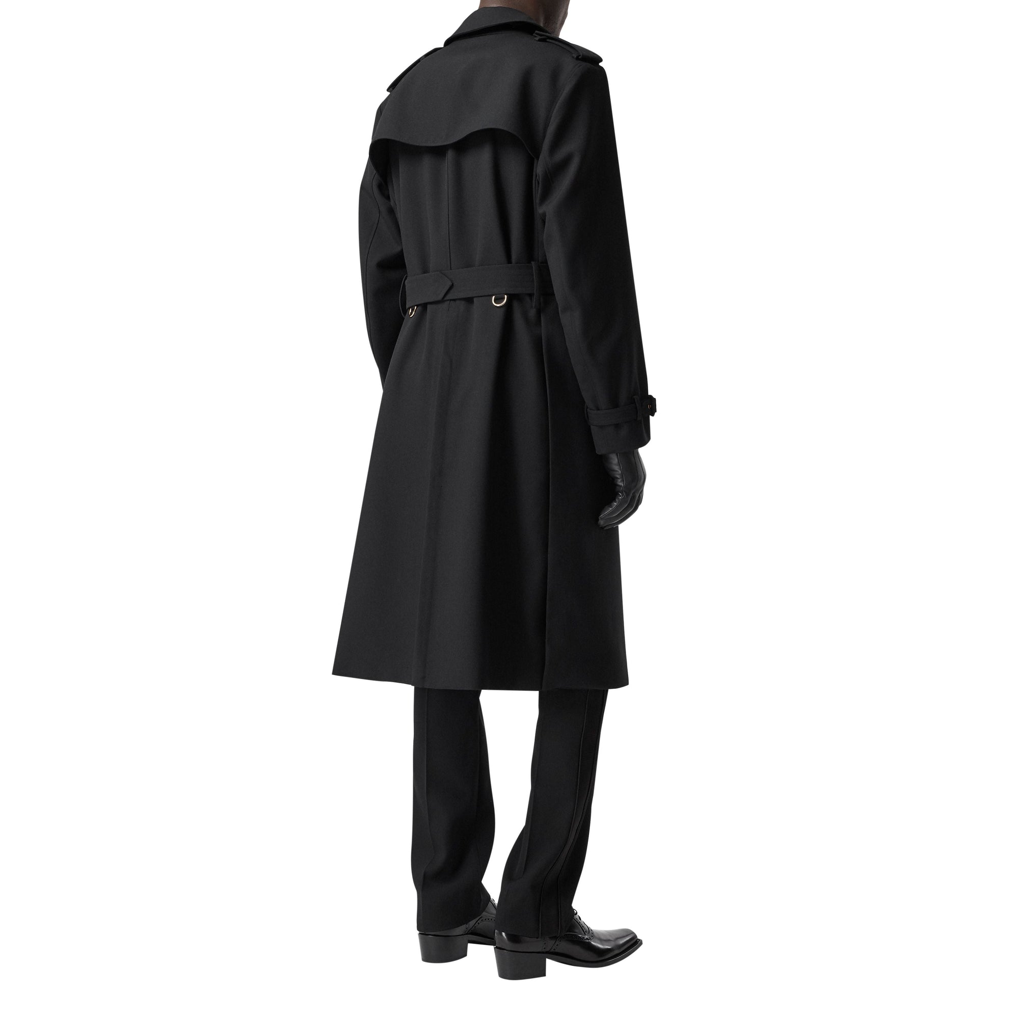 BLACK Trench à pli en sergé de laine