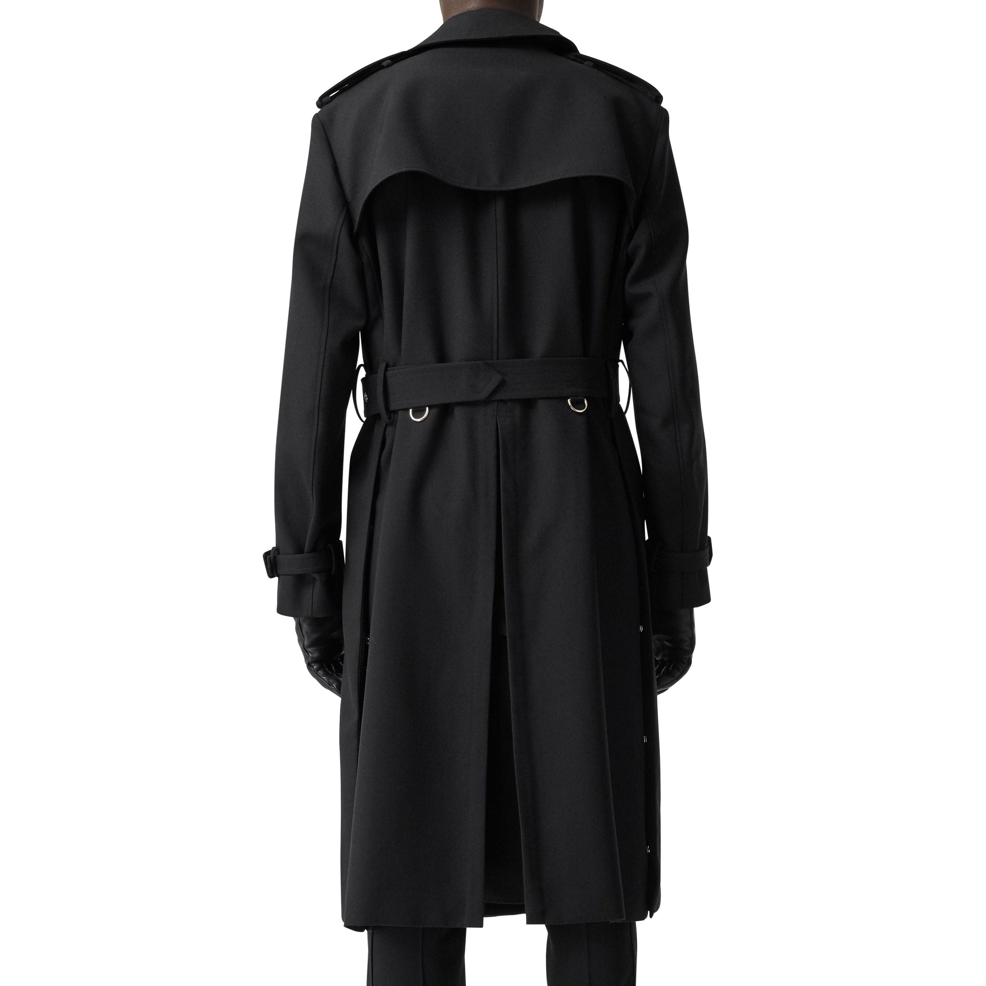 BLACK Trench à pli en sergé de laine