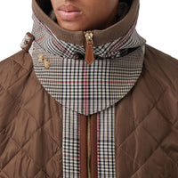 BROWN Veste à capuche matelassée avec check