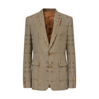 BROWN IP PTTN Veste de costume en laine et lamé check