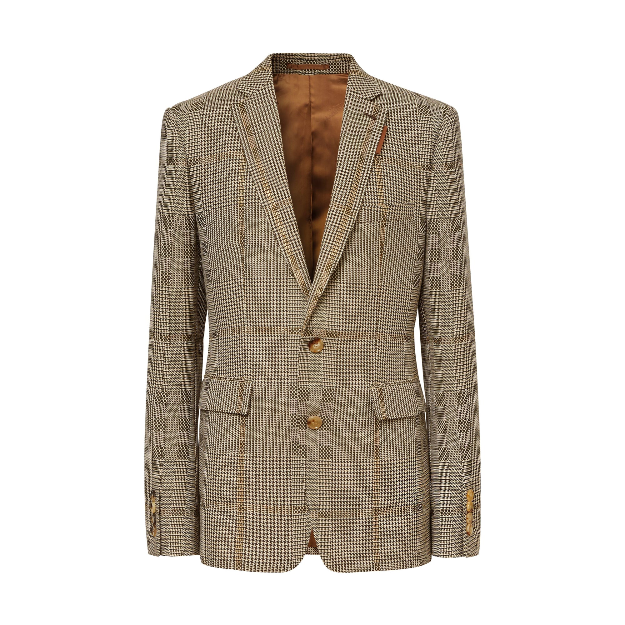 BROWN IP PTTN Veste de costume en laine et lamé check