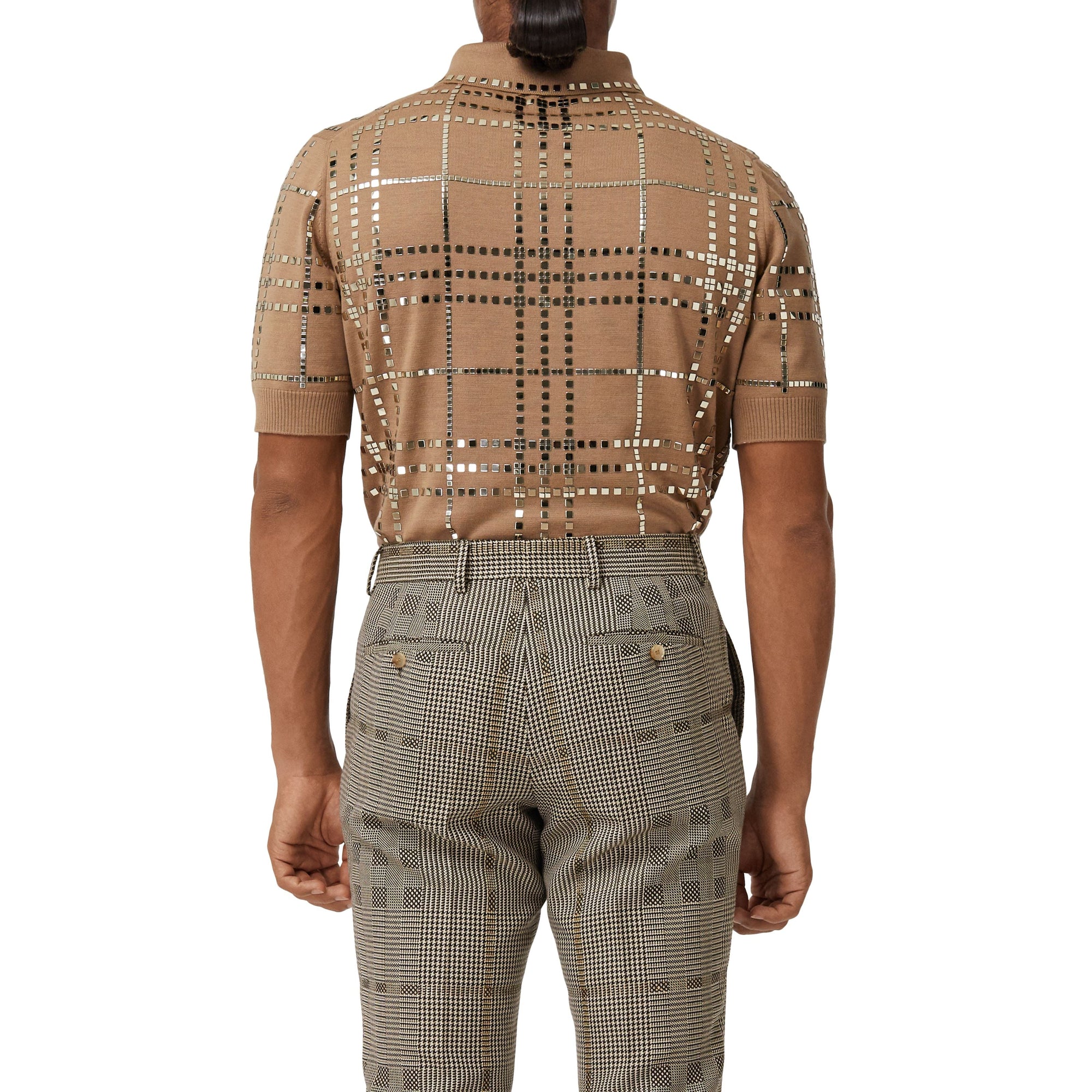BROWN IP PTTN Pantalon de costume en laine et lamé check