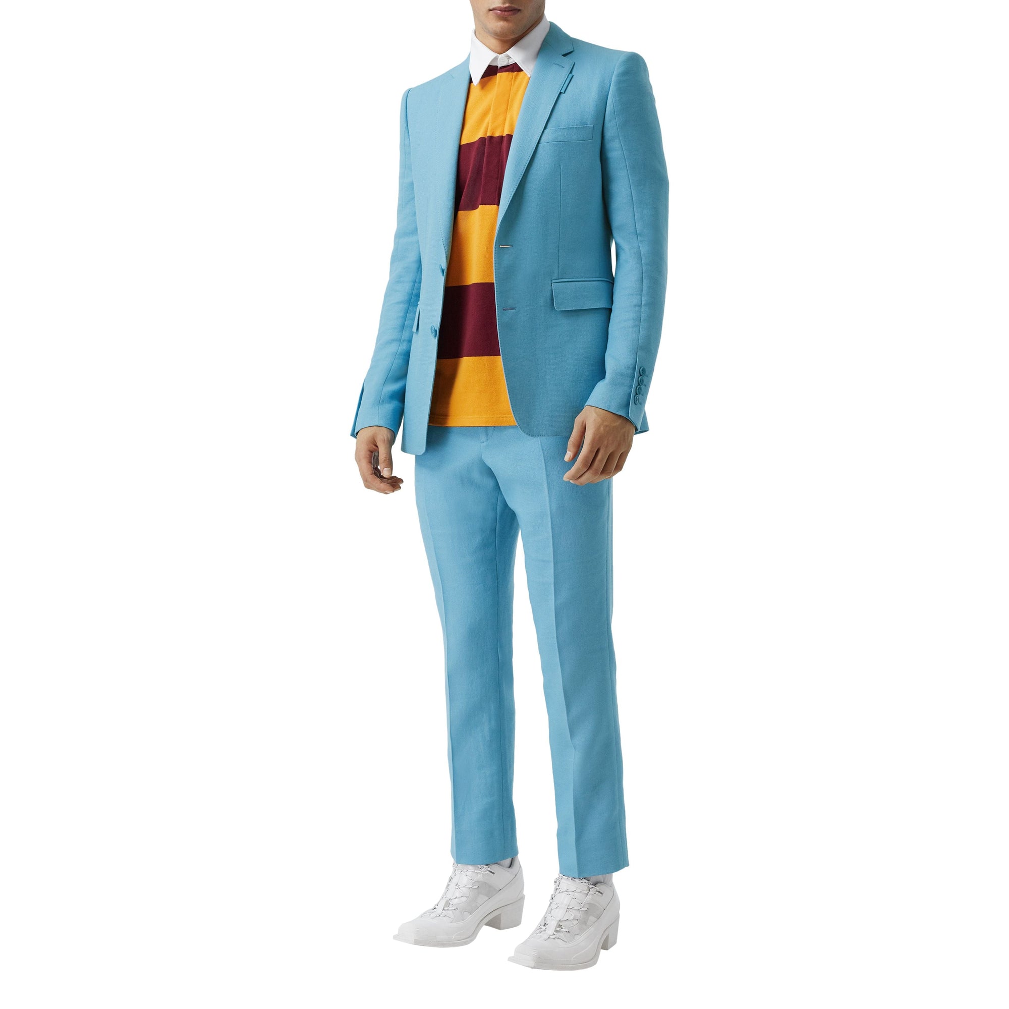BLUE TOPAZ Pantalon de costume en laine et ramie