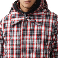 BRIGHT RED CHECK Parka matelassée en nylon check avec découpe