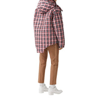 BRIGHT RED CHECK Parka matelassée en nylon check avec découpe