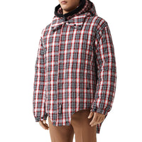 BRIGHT RED CHECK Parka matelassée en nylon check avec découpe