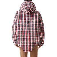 BRIGHT RED CHECK Parka matelassée en nylon check avec découpe