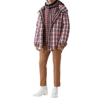 BRIGHT RED CHECK Parka matelassée en nylon check avec découpe