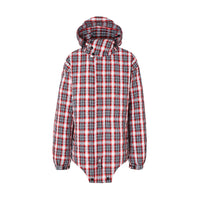 BRIGHT RED CHECK Parka matelassée en nylon check avec découpe