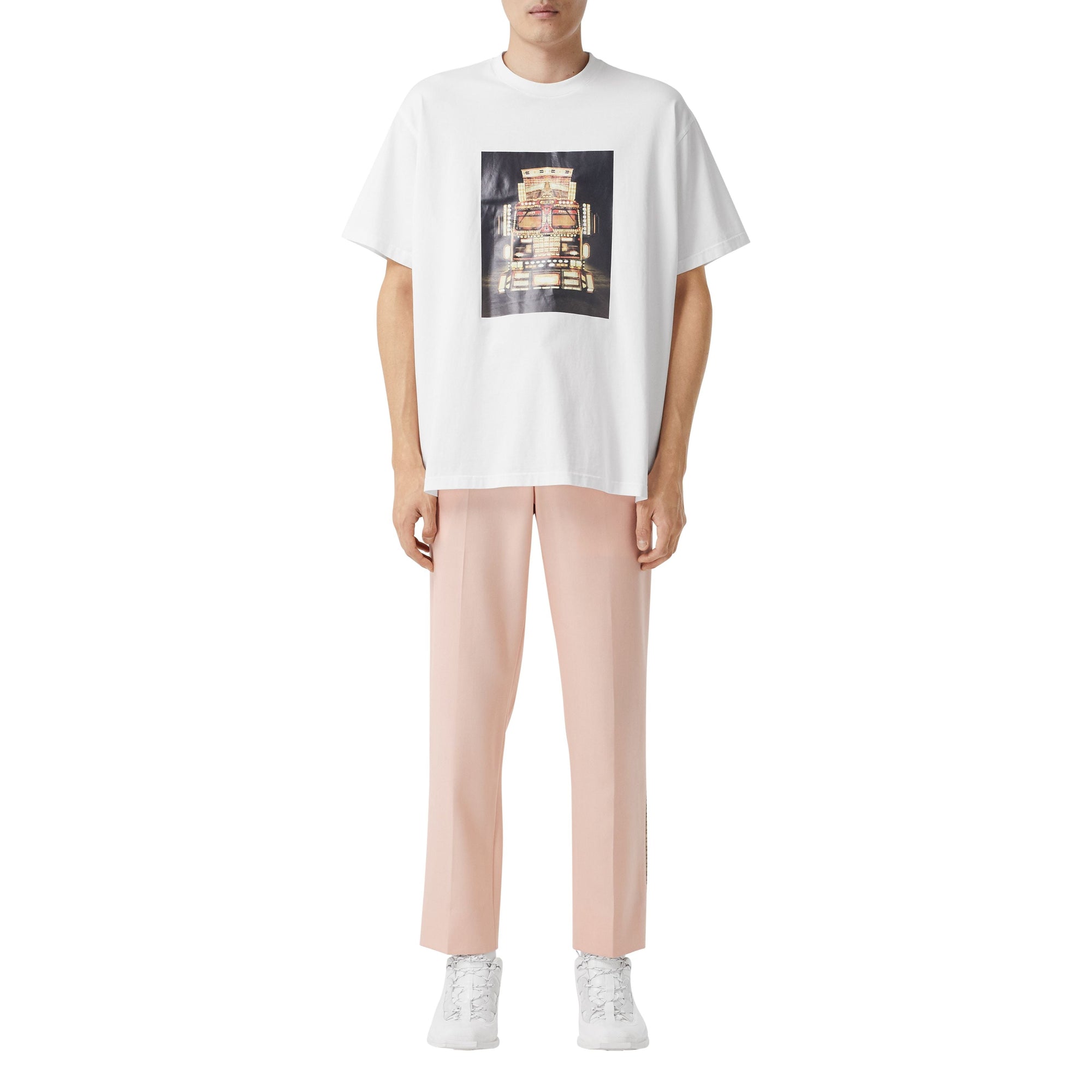 BLUSH PINK Pantalon de costume en sergé de laine à bandes check