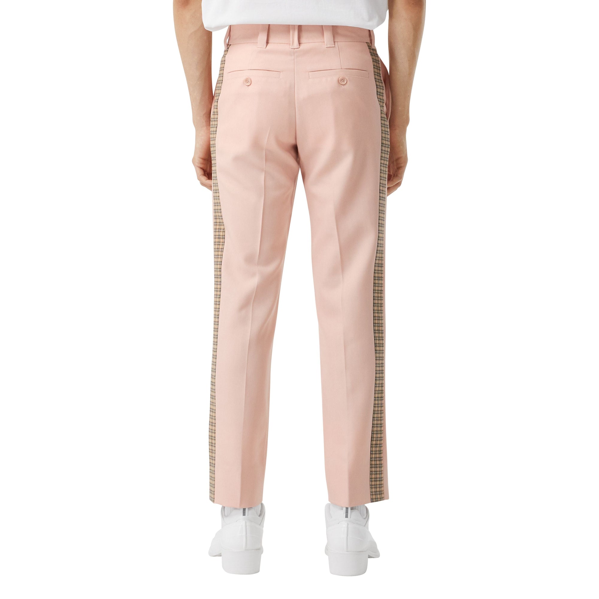 BLUSH PINK Pantalon de costume en sergé de laine à bandes check