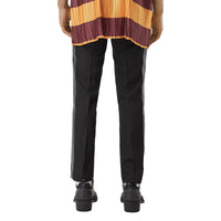 BLACK Pantalon de costume en laine à bandes latérales en cuir d'agneau