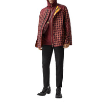 BLACK Pantalon de costume en laine à bandes latérales en cuir d'agneau
