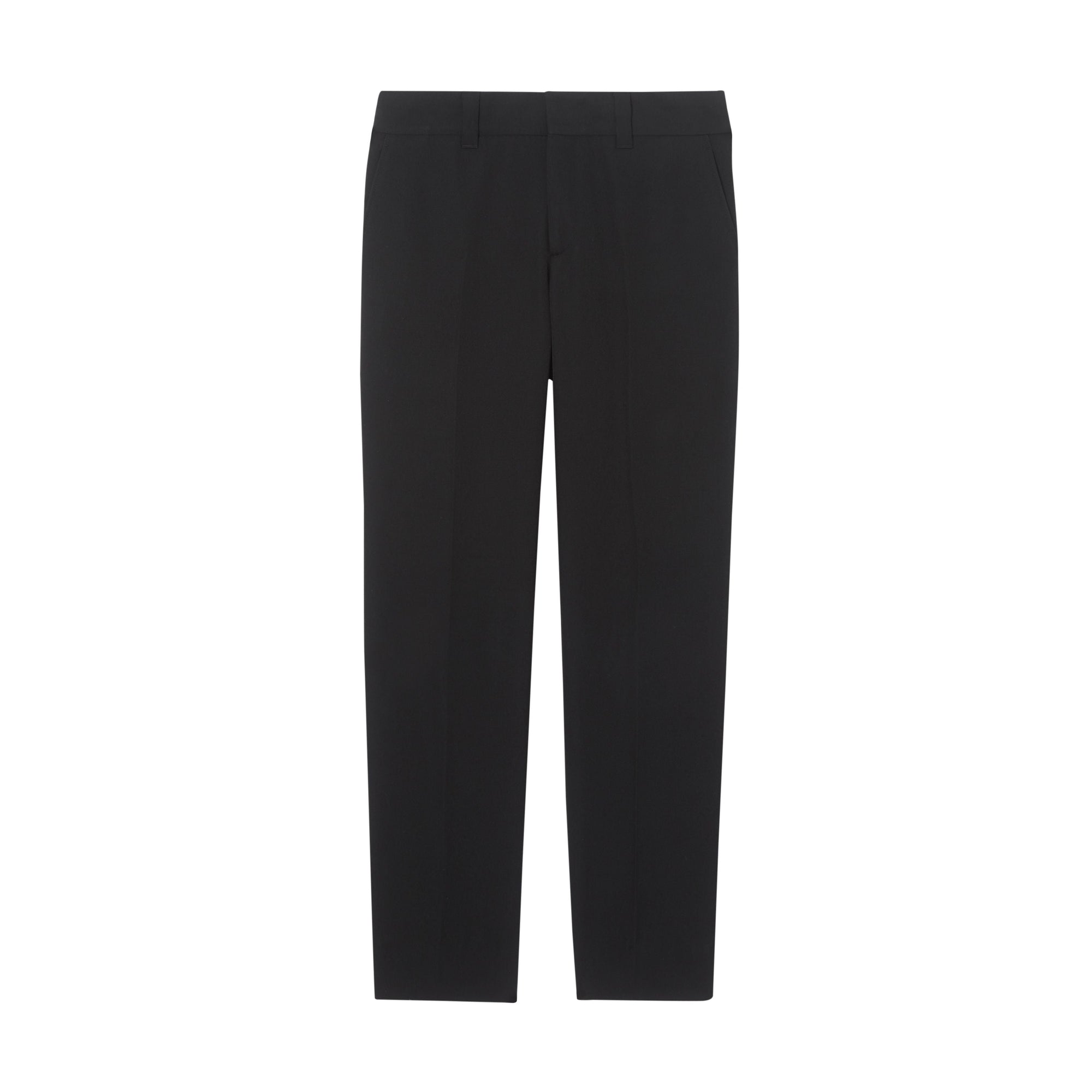 BLACK Pantalon de costume en laine à bandes latérales en cuir d'agneau