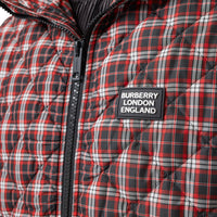 BRIGHT RED CHECK Vest à capuche matelassée