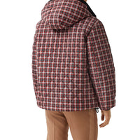 BRIGHT RED CHECK Vest à capuche matelassée