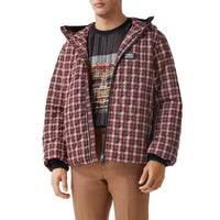 BRIGHT RED CHECK Vest à capuche matelassée