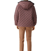 BRIGHT RED CHECK Vest à capuche matelassée