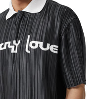 BLACK Polo plissé en satin avec slogan