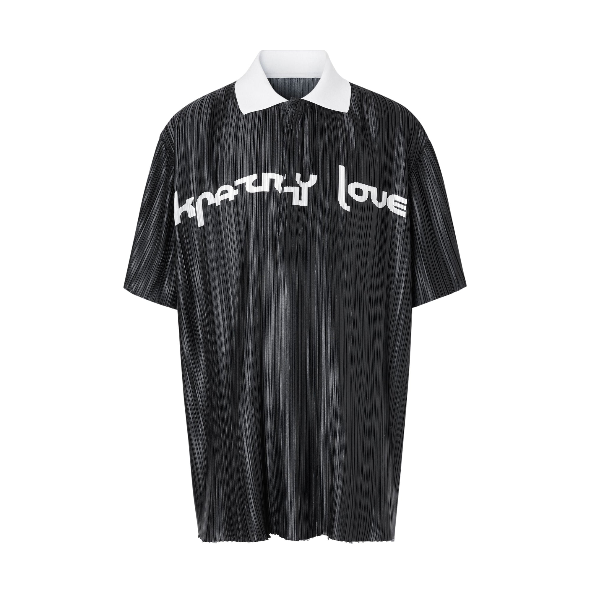 BLACK Polo plissé en satin avec slogan