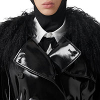 BLACK Trench en vinyle avec shearling