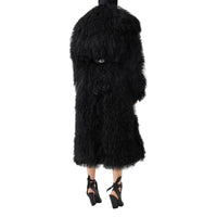 BLACK Trench en vinyle avec shearling