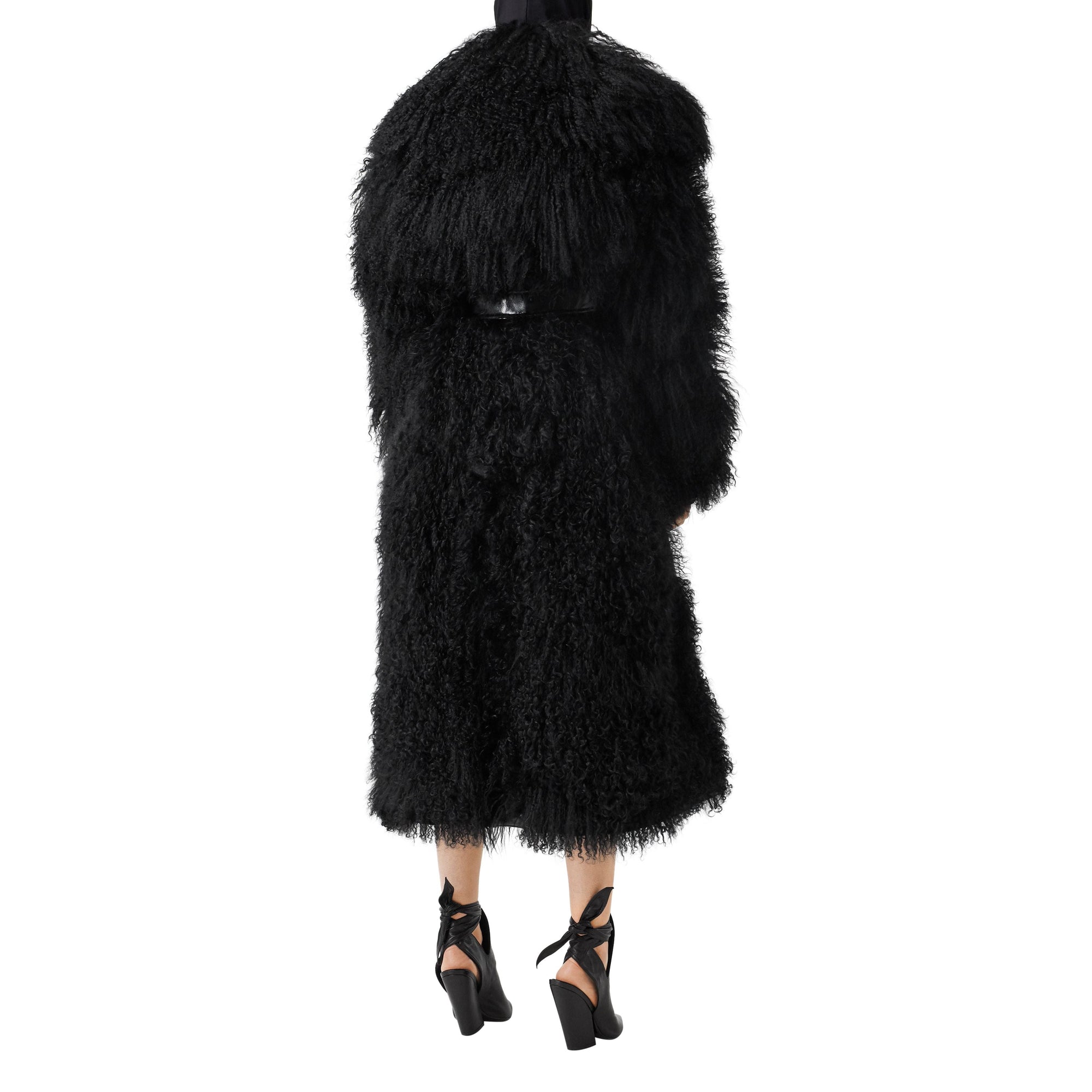 BLACK Trench en vinyle avec shearling