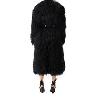 BLACK Trench en vinyle avec shearling