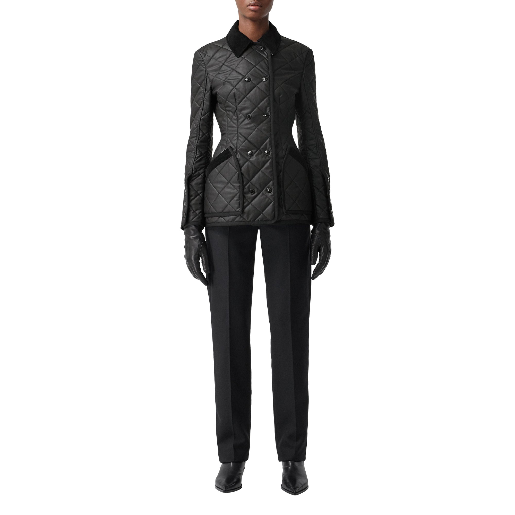 BLACK Veste d'équitation matelassée en coton ciré