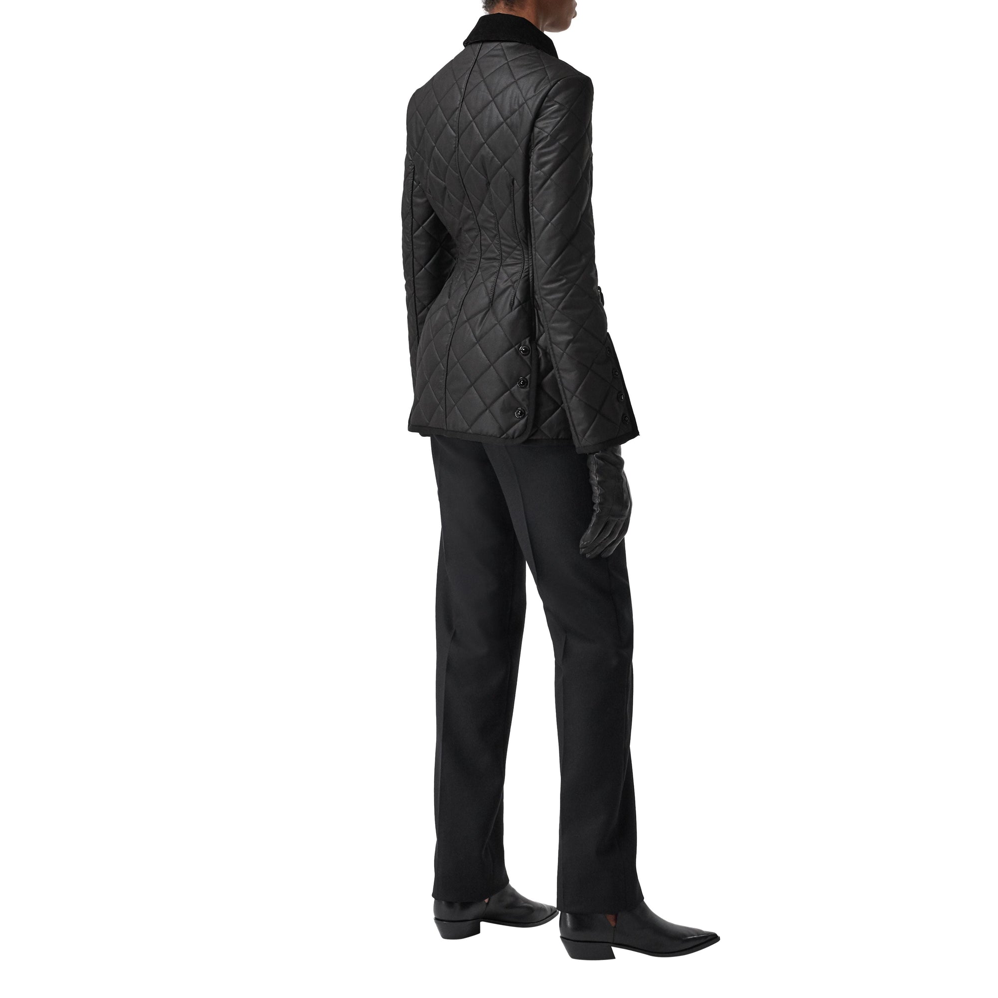 BLACK Veste d'équitation matelassée en coton ciré