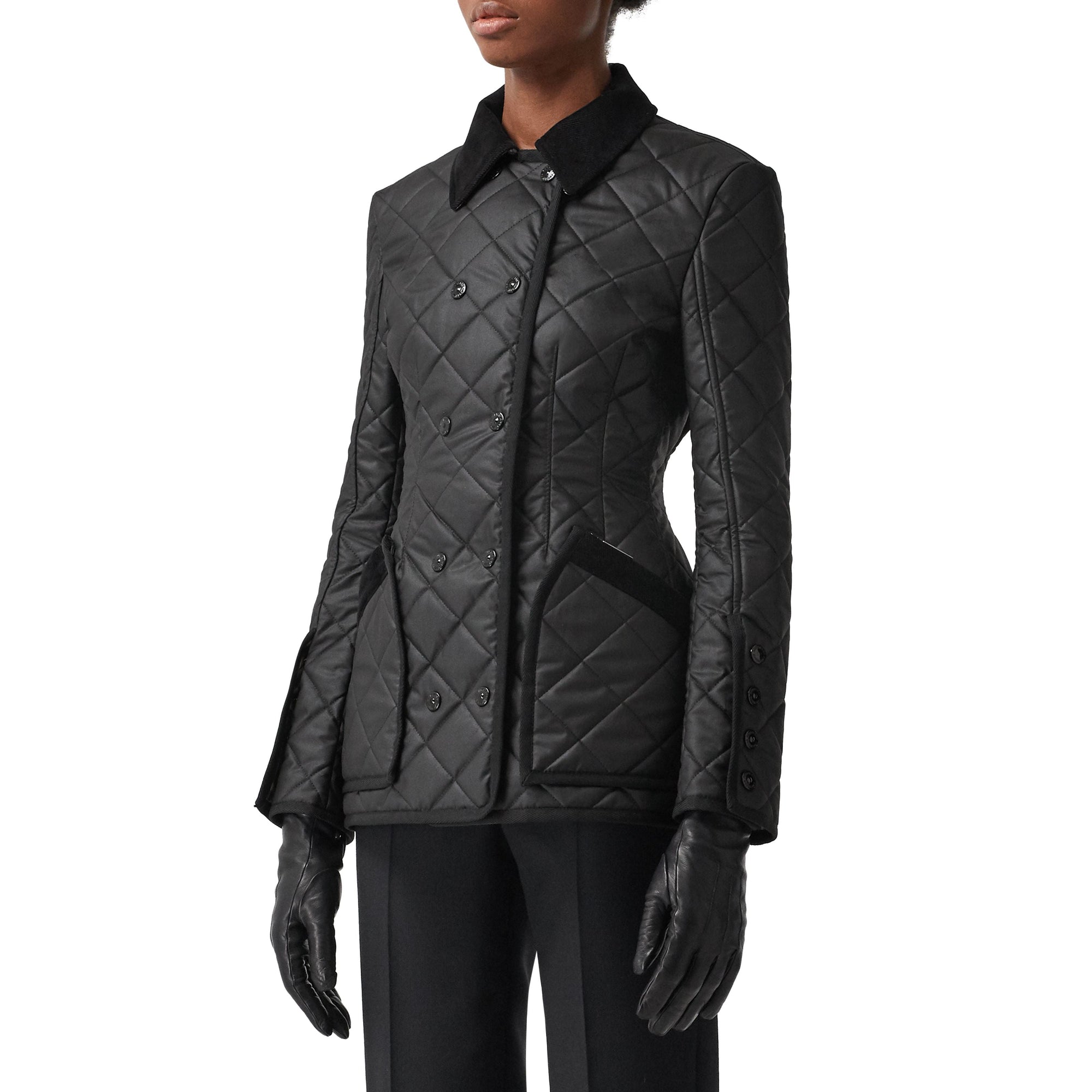BLACK Veste d'équitation matelassée en coton ciré