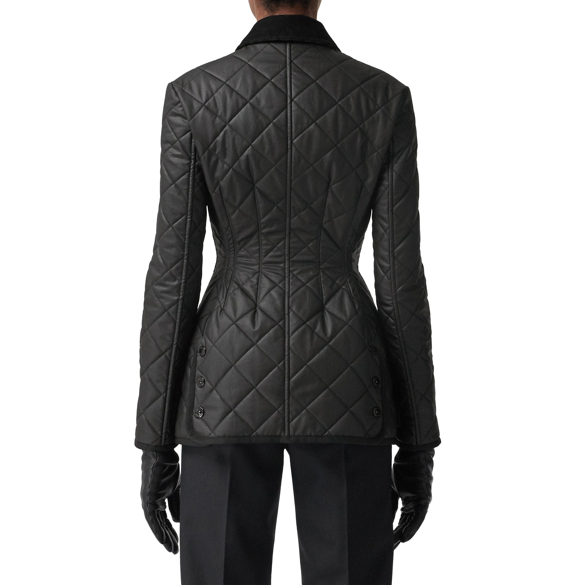 BLACK Veste d'équitation matelassée en coton ciré