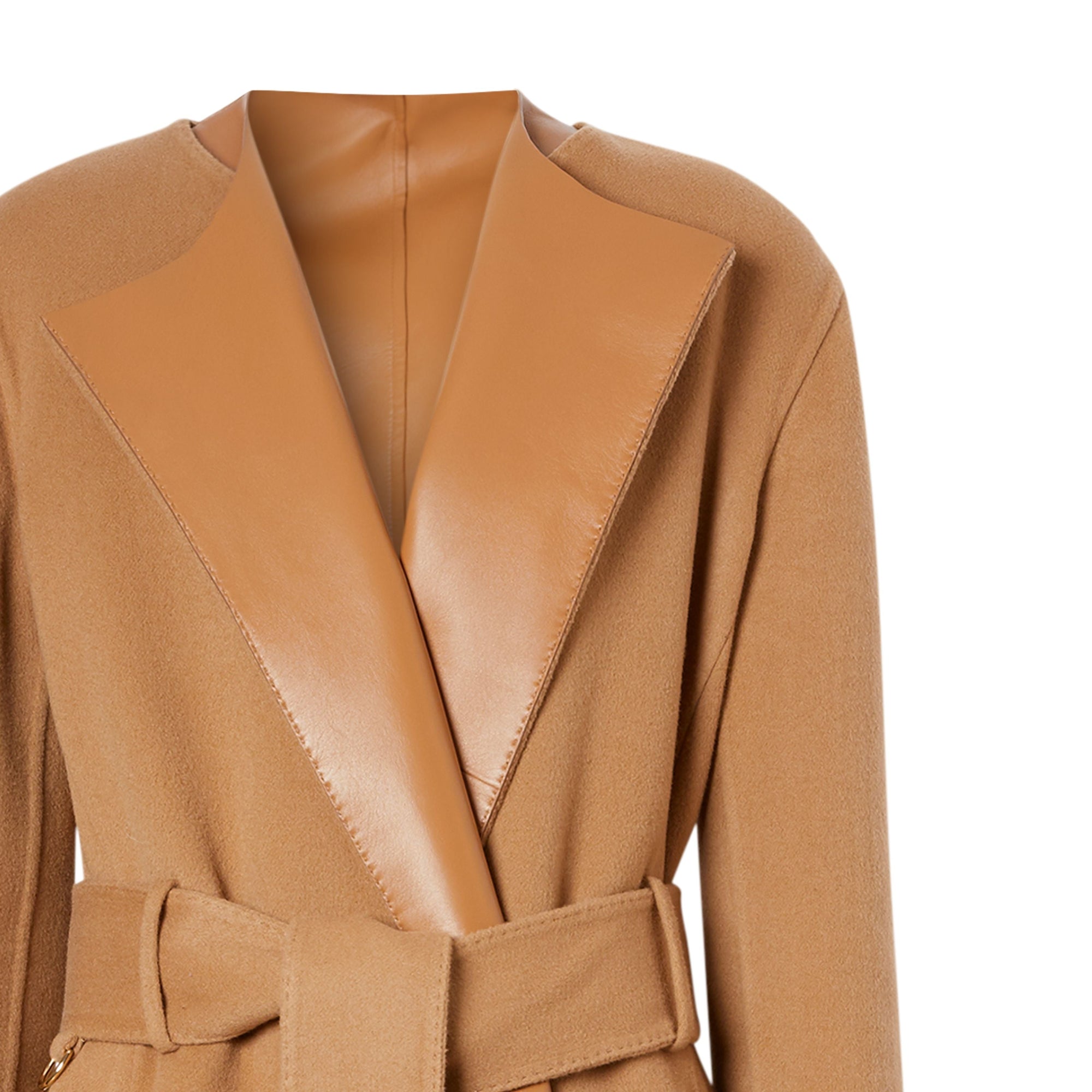 CAMEL Manteau portefeuille en cachemire double face et cuir d'agneau
