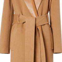 CAMEL Manteau portefeuille en cachemire double face et cuir d'agneau