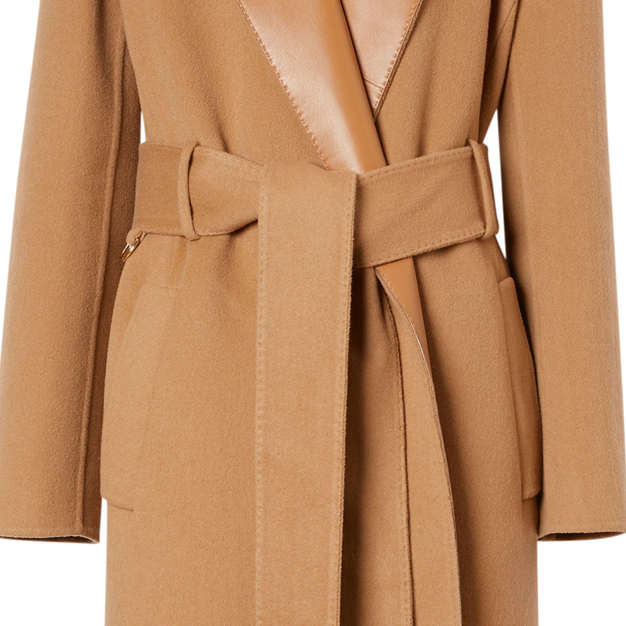 CAMEL Manteau portefeuille en cachemire double face et cuir d'agneau