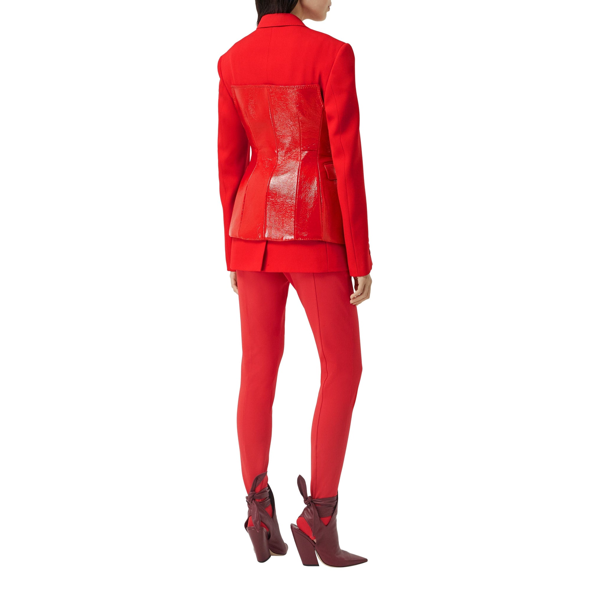 BRIGHT RED Veste tailleur en laine avec corset en vinyle