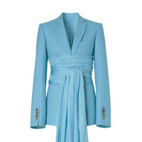 BLUE TOPAZ Veste tailleur en laine et ramie avec ceinture en jersey