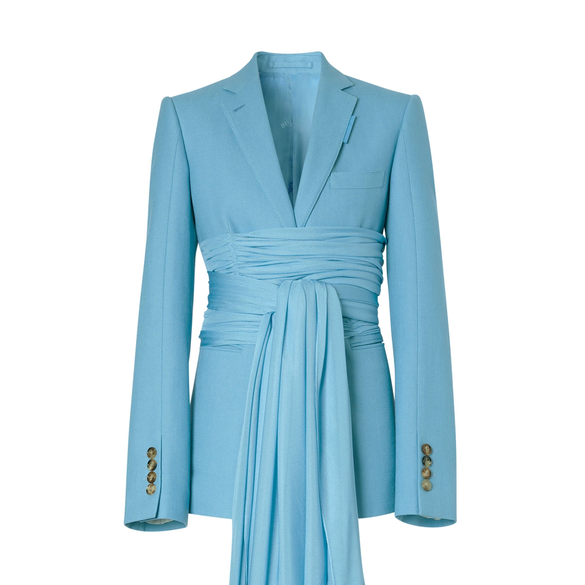 BLUE TOPAZ Veste tailleur en laine et ramie avec ceinture en jersey