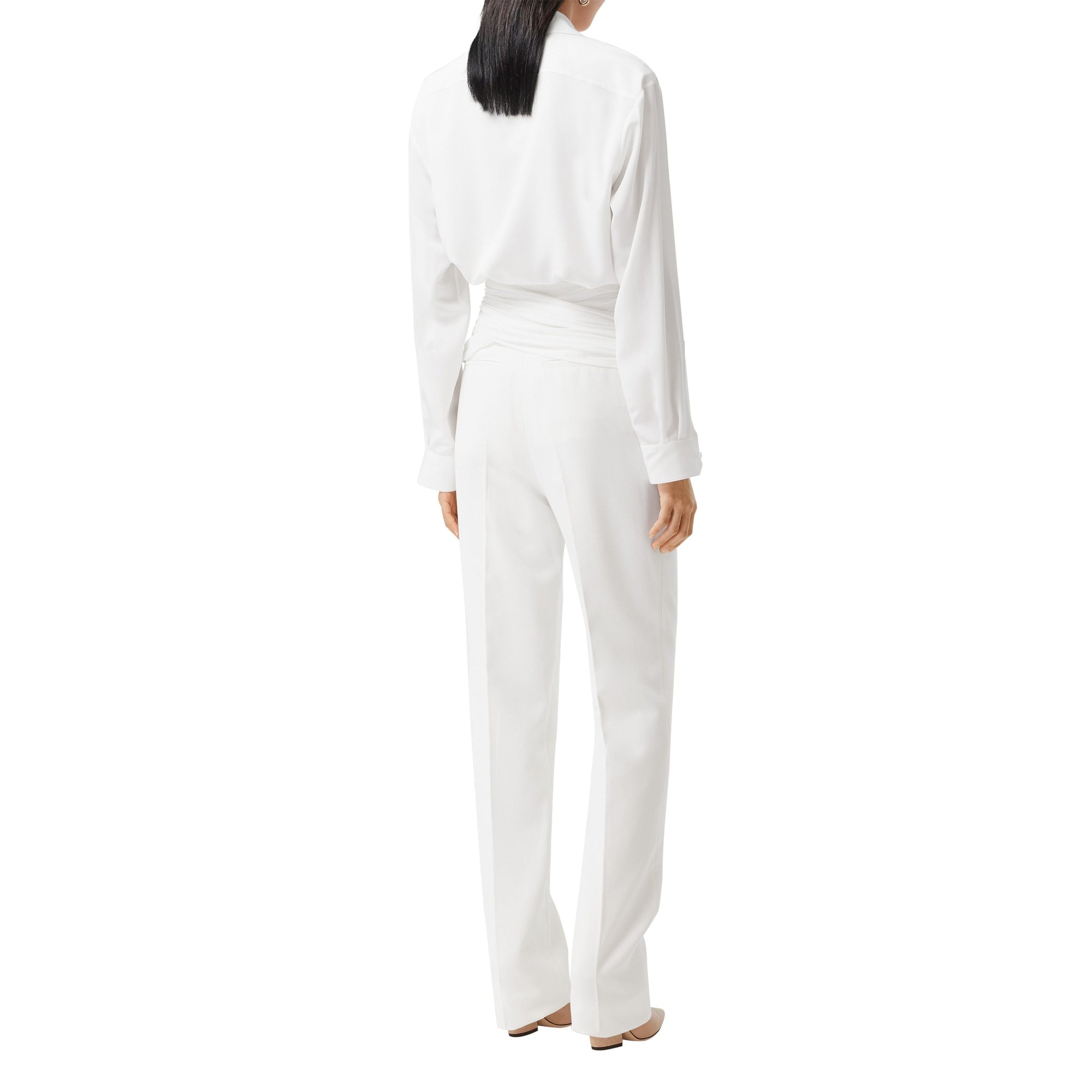 OPTIC WHITE Pantalon tailleur en laine technique avec ceinture