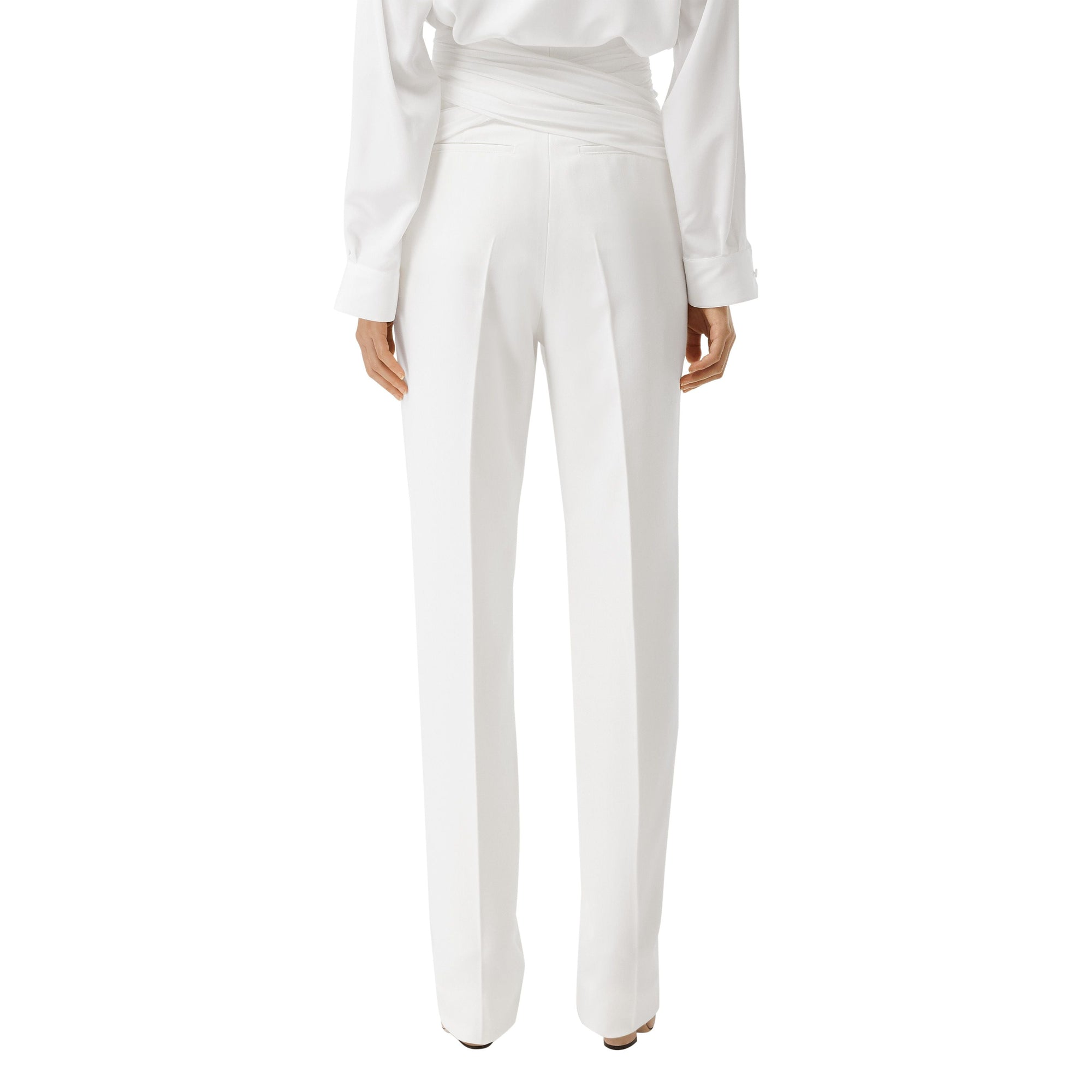 OPTIC WHITE Pantalon tailleur en laine technique avec ceinture