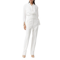 OPTIC WHITE Pantalon tailleur en laine technique avec ceinture