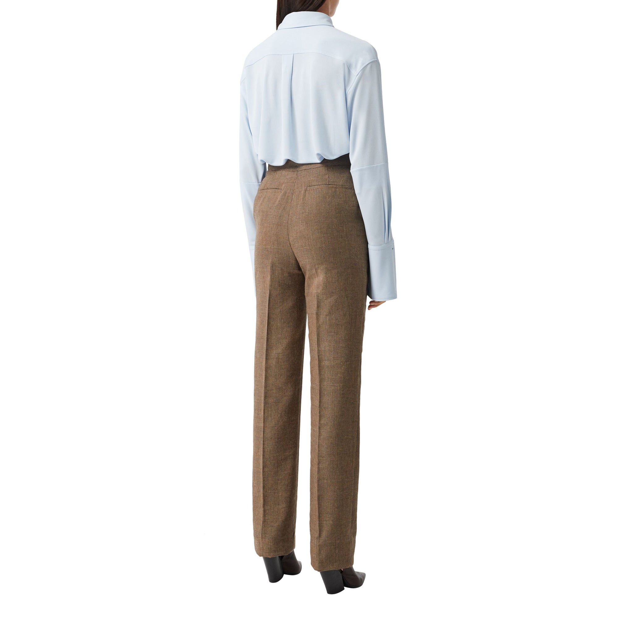 Brown IP PTTN Pantalon en lin, laine et cachemire check Prince de Galles