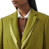 Juniper Green Veste tailleur en laine, ramie et satin de soie