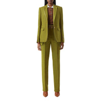 Juniper Green Veste tailleur en laine, ramie et satin de soie