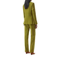 Juniper Green Veste tailleur en laine, ramie et satin de soie