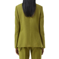 Juniper Green Veste tailleur en laine, ramie et satin de soie