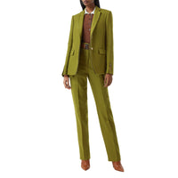Juniper Green Veste tailleur en laine, ramie et satin de soie