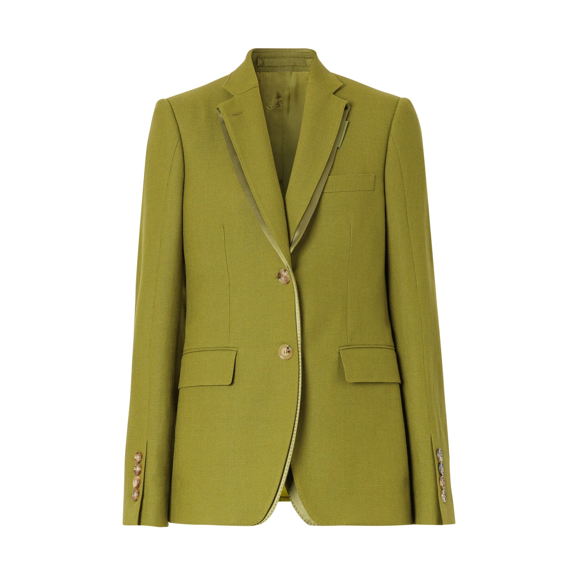 Juniper Green Veste tailleur en laine, ramie et satin de soie