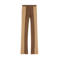 DARK TAN Pantalon tailleur en laine et cachemire avec maille côtelée