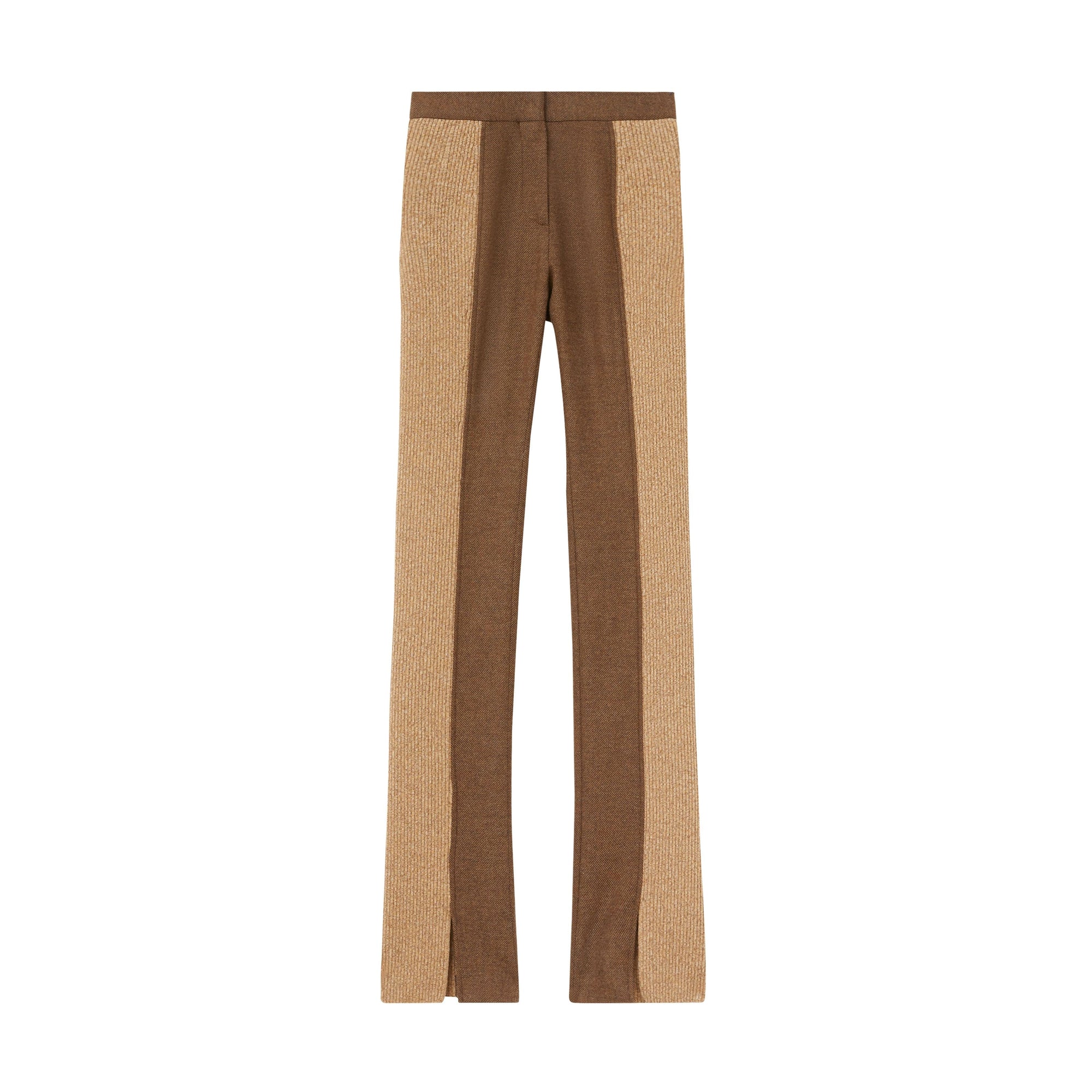 DARK TAN Pantalon tailleur en laine et cachemire avec maille côtelée